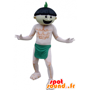 Mascot man slechts gekleed in een groene doek - MASFR033010 - man Mascottes