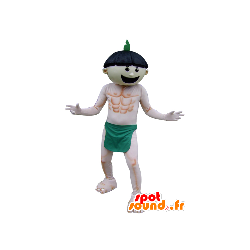 Mascot homem vestindo apenas um pano verde - MASFR033010 - Mascotes homem