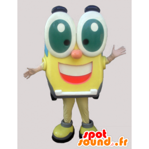 Quadrado mascote engraçado alegre, com grandes olhos - MASFR033014 - Mascotes homem