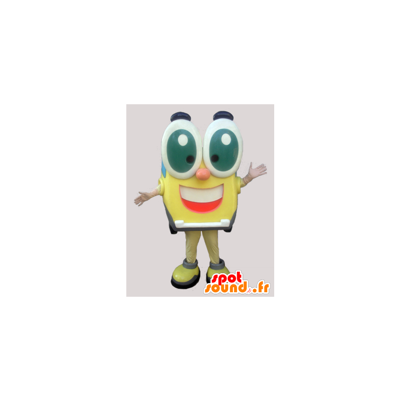 Quadrado mascote engraçado alegre, com grandes olhos - MASFR033014 - Mascotes homem