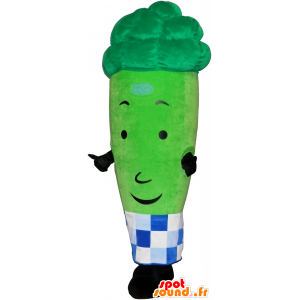 Mascot gigante espárrago verde rodeado de un papel a cuadros - MASFR033018 - Mascota de verduras