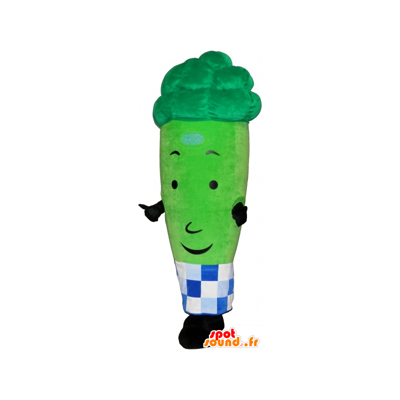 Mascotte groene asperges reus, omringd door een papieren dambord - MASFR033018 - Vegetable Mascot
