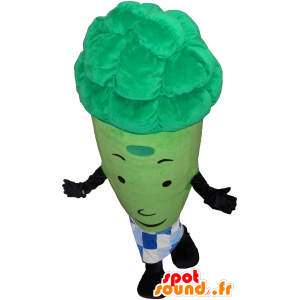 Mascot asparagi gigante verde e circondato da una carta a scacchi - MASFR033018 - Mascotte di verdure