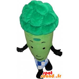 Mascot gigante espárrago verde rodeado de un papel a cuadros - MASFR033018 - Mascota de verduras