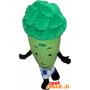 Mascot gigante espárrago verde rodeado de un papel a cuadros - MASFR033018 - Mascota de verduras