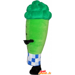 Mascotte groene asperges reus, omringd door een papieren dambord - MASFR033018 - Vegetable Mascot