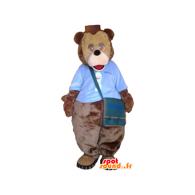 Big Teddybär Maskottchen braun mit einem Beutel - MASFR033019 - Bär Maskottchen