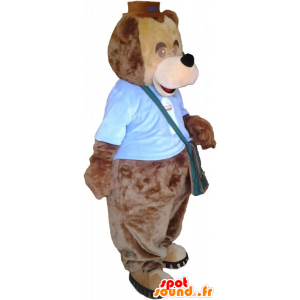 Big Teddybär Maskottchen braun mit einem Beutel - MASFR033019 - Bär Maskottchen