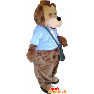 Grande orsetto mascotte marrone con un sacchetto - MASFR033019 - Mascotte orso