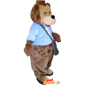 Big teddy bear mascot brown with a bag - MASFR033019 - Bear mascot