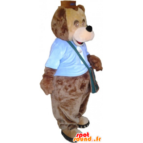 Mascote grande urso de pelúcia marrom com um saco - MASFR033019 - mascote do urso