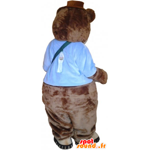 Mascotte de gros nounours marron avec une sacoche - MASFR033019 - Mascotte d'ours