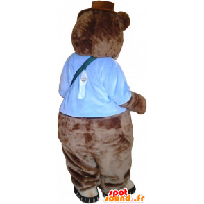 Grande orsetto mascotte marrone con un sacchetto - MASFR033019 - Mascotte orso