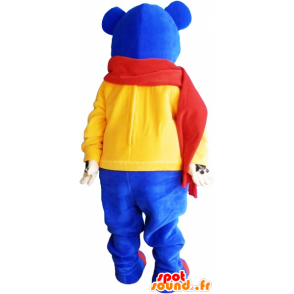 Mascote urso azul que veste um lenço vermelho - MASFR033020 - mascote do urso