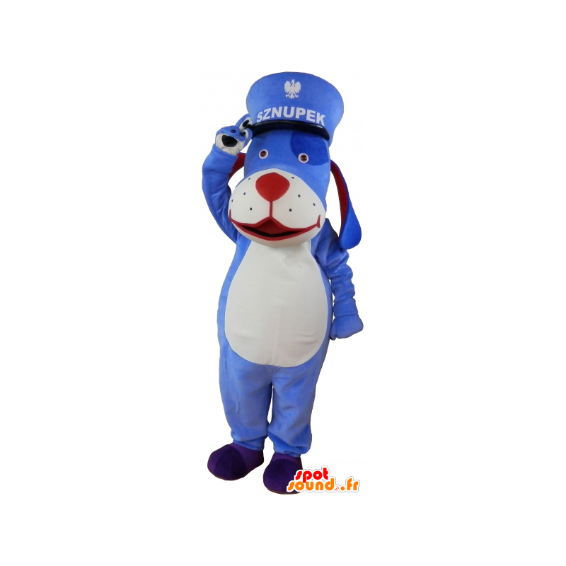 Blue and white dog mascot with a kepi - MASFR033021 - Dog mascots