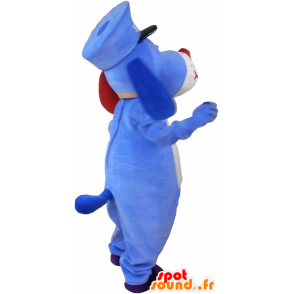 Blauwe en witte hond mascotte met een pet - MASFR033021 - Dog Mascottes