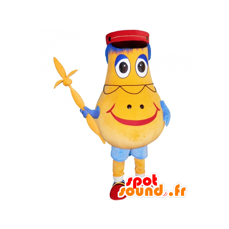Giallo pupazzo mascotte a forma di pera con un kepi - MASFR033022 - Umani mascotte
