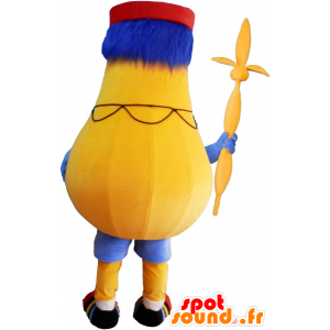 Gele snowman mascot peervormig met een kap - MASFR033022 - man Mascottes