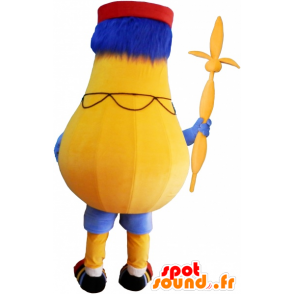 Yellow snowman mascot pear-shaped with a kepi - MASFR033022 - Human mascots