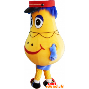 Giallo pupazzo mascotte a forma di pera con un kepi - MASFR033022 - Umani mascotte