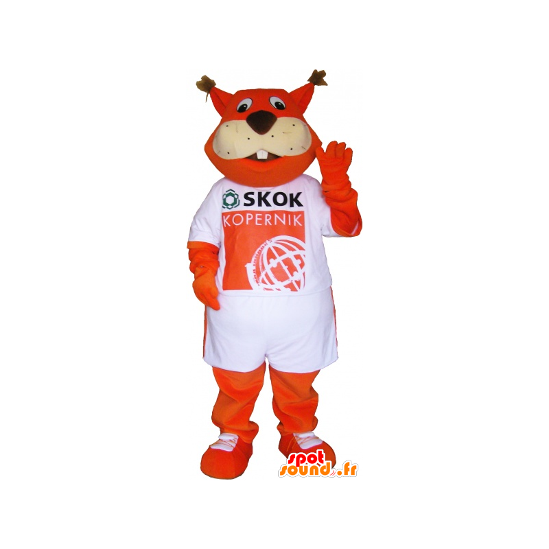 Orange fox mascot dressed in a t-shirt - MASFR033023 - Mascots Fox