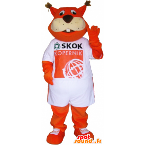 Mascota zorro naranja vestido con una camiseta - MASFR033023 - Mascotas Fox