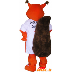 Orange fox mascot dressed in a t-shirt - MASFR033023 - Mascots Fox