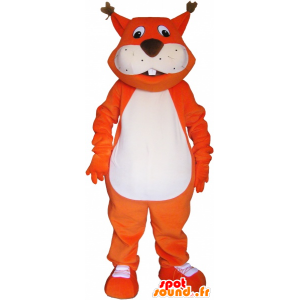 Giant orange fox maskot med en stor kuk - MASFR033024 - Fox Maskoter