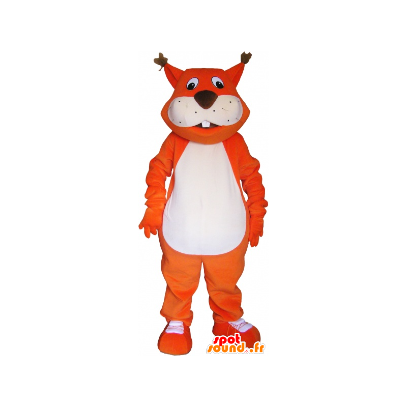Gigante mascote laranja raposa com um grande galo - MASFR033024 - Fox Mascotes