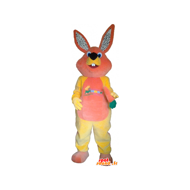 Pinkki ja keltainen Pehmo kani maskotti - MASFR033025 - maskotti kanit