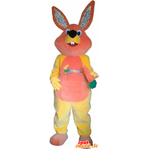 Rosa und gelbe Plüsch Kaninchen Maskottchen - MASFR033025 - Hase Maskottchen