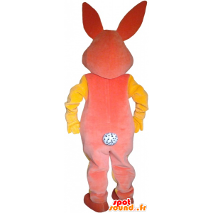 Pink and yellow plush rabbit mascot - MASFR033025 - Rabbit mascot