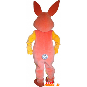 Pink and yellow plush rabbit mascot - MASFR033025 - Rabbit mascot