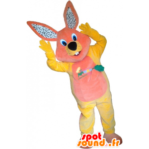 Rosa og gul plysj kanin maskot - MASFR033025 - Mascot kaniner