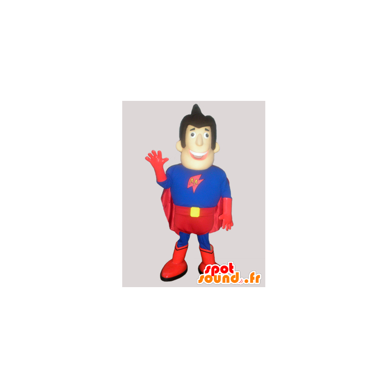Mascot man superheld in blauw en rood - MASFR033029 - man Mascottes