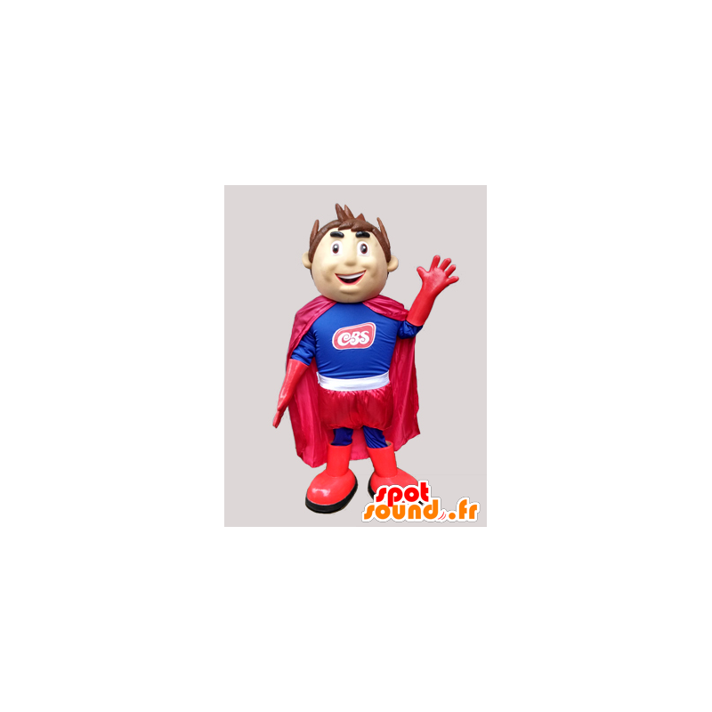 Boy Mascot superheld in blauw en rood - MASFR033030 - Mascottes Boys and Girls