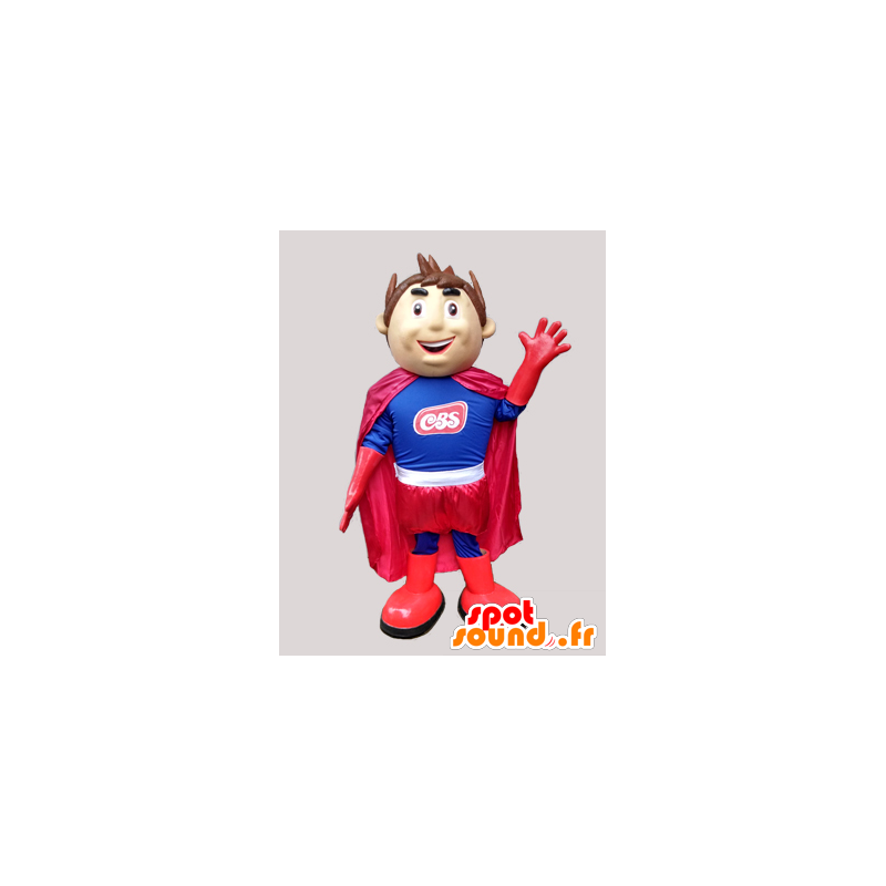 Superhelt drengemaskot i blå og rød - Spotsound maskot