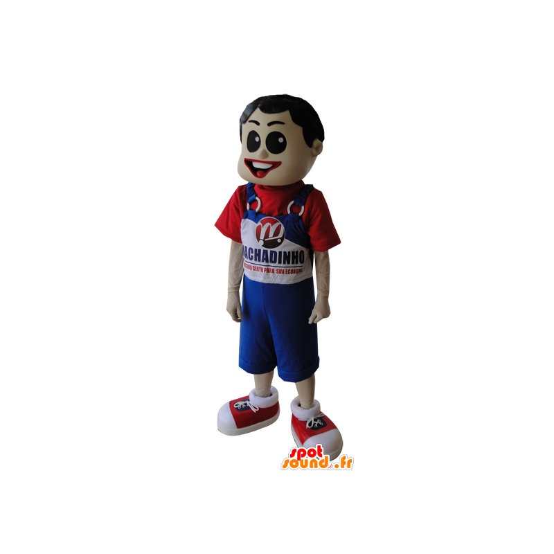 Boy Mascot blå kjeledress og rød t-skjorte - MASFR033033 - Maskoter gutter og jenter