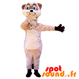 Beige og hvid lemur maskot ser ondskabsfuld ud - Spotsound