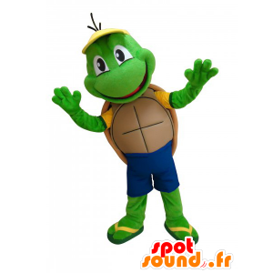 Mascot niedlichen kleinen grünen Schildkröte und lustig - MASFR033037 - Maskottchen-Schildkröte