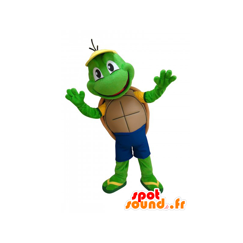 Mascot cute little green turtle and funny - MASFR033037 - Mascots turtle