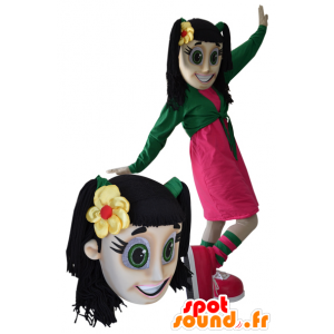 Girl mascot, teen, brunette with green eyes - MASFR033039 - Mascots boys and girls