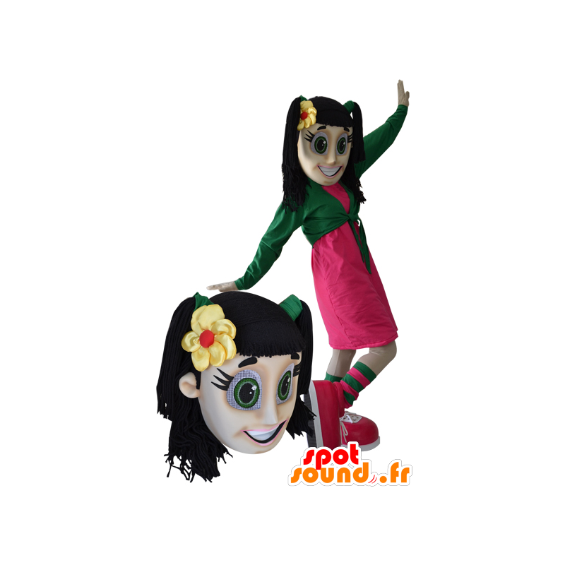 Girl mascot, teen, brunette with green eyes - MASFR033039 - Mascots boys and girls