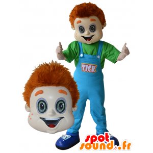 Redhead mascot with blue overalls - MASFR033042 - Mascots boys and girls