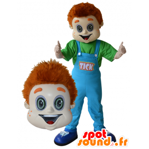 Roodharige mascotte met blauwe overalls - MASFR033042 - Mascottes Boys and Girls