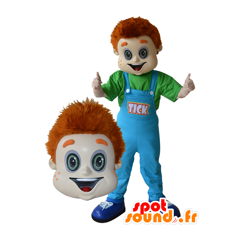 Roodharige mascotte met blauwe overalls - MASFR033042 - Mascottes Boys and Girls