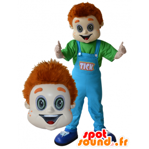 Mascote ruiva com macacão azul - MASFR033042 - Mascotes Boys and Girls