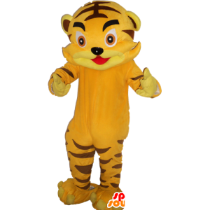 Sød kæmpe gul tiger maskot - Spotsound maskot