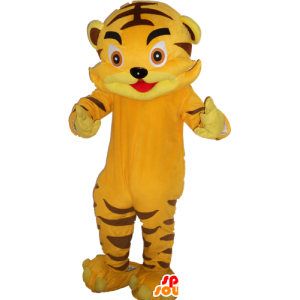 Søt gigantisk gul tiger maskot - MASFR033043 - Tiger Maskoter