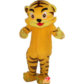 Simpatico gigante della mascotte della tigre di colore giallo - MASFR033043 - Mascotte tigre